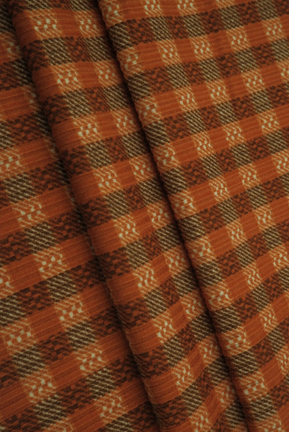 4×2 Yummy Rib Gingham Checkered Knit Soft Stretch Fabric, 87% Polyester 13% Spandex, 58/60'' Wide