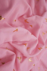 French Terry Bird Foil Fabric Stretch Knit with Foil Print, 58/60" Wide