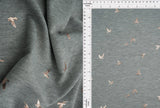 French Terry Bird Foil Fabric Stretch Knit with Foil Print, 58/60" Wide
