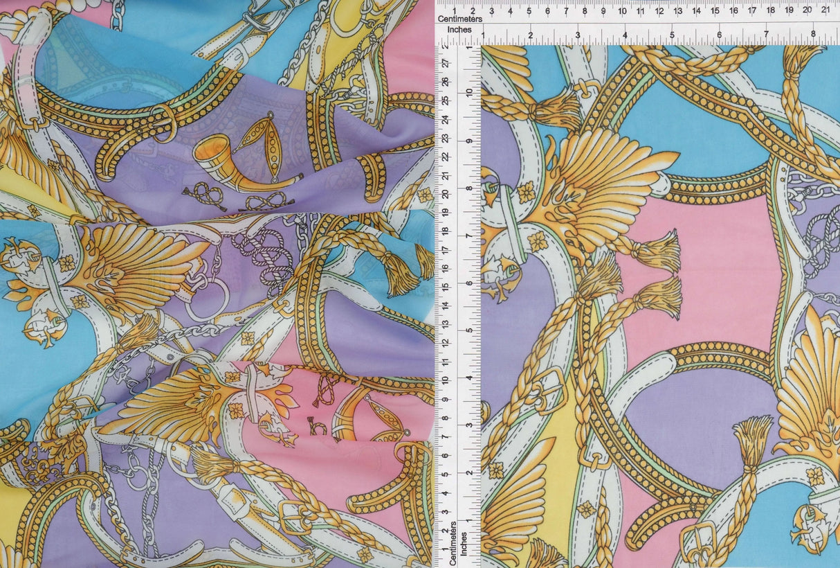 Lightweight Hi Multi Chiffon 57/58? Wide Non Stretch Blouse Print Fabric