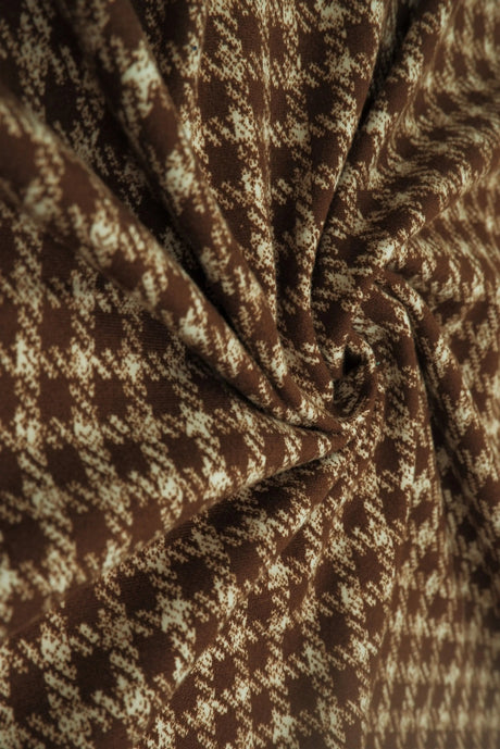 DTY Brushed Plaid Fabric, Stretch Checker Lightweight Knit, 58/60" Wide