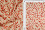 1 Yard Sand & Red Ditsy Floral Brushed DTY Knit Fabric Soft Stretch 58/60" Wide