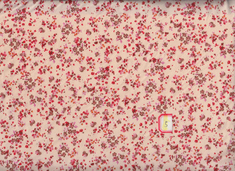 1 Yard Sand & Red Ditsy Floral Brushed DTY Knit Fabric Soft Stretch 58/60" Wide