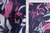 1 Yard Lightweight Navy & Pink Cotton Chiffon 57/58'' Wide Floral-Accent Fabric