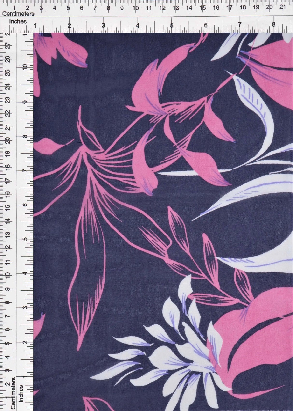 1 Yard Lightweight Navy & Pink Cotton Chiffon 57/58? Wide Floral-Accent Fabric
