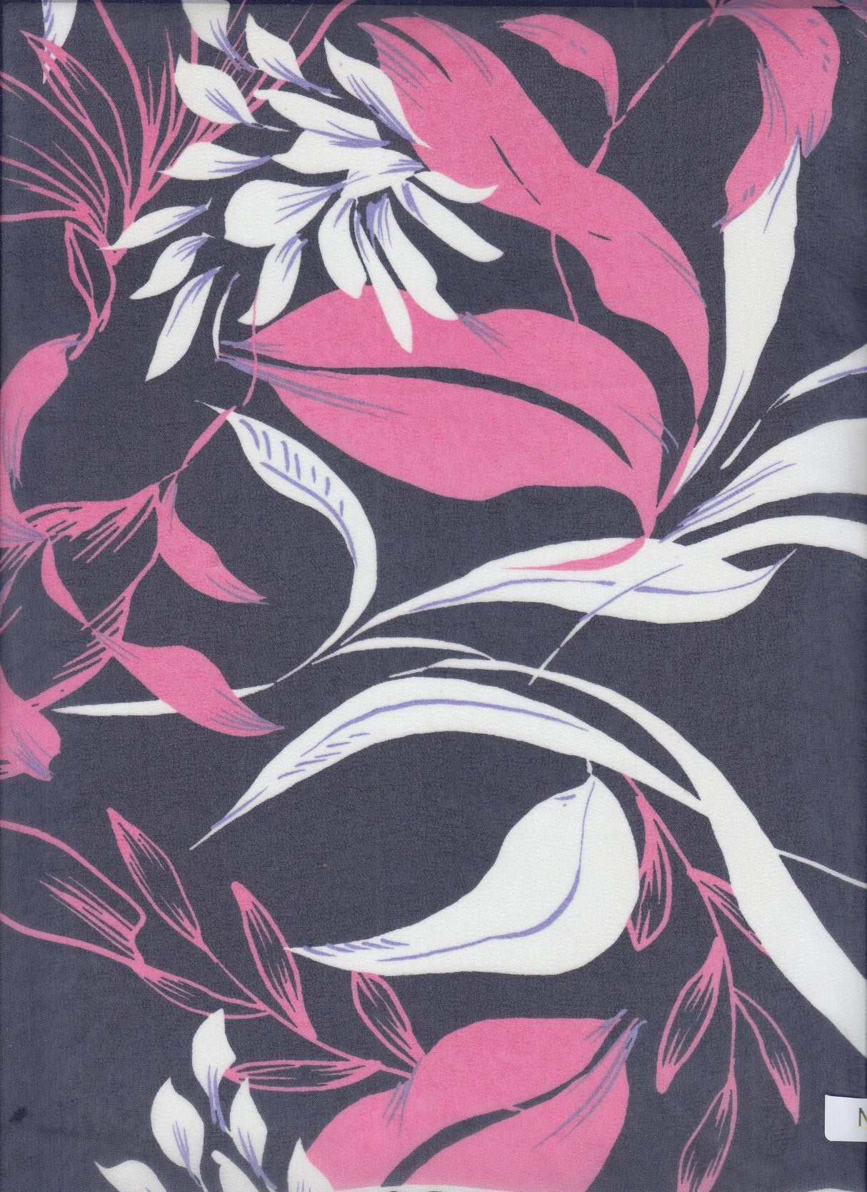 1 Yard Lightweight Navy & Pink Cotton Chiffon 57/58? Wide Floral-Accent Fabric