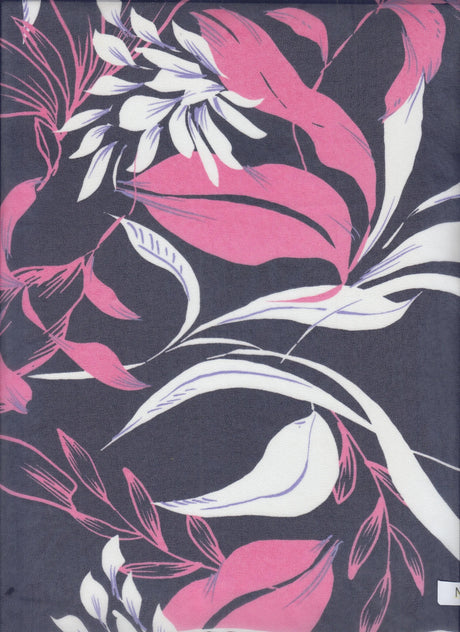1 Yard Lightweight Navy & Pink Cotton Chiffon 57/58? Wide Floral-Accent Fabric