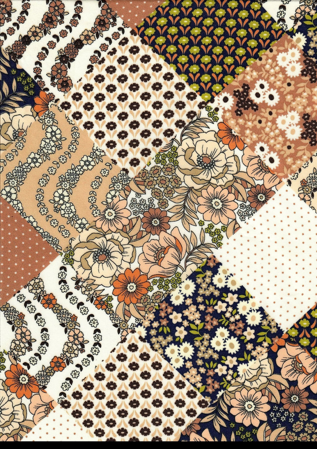1 Yard Wool Dobby Floral Patchwork Fabric, 57/58? Wide 100% Polyester