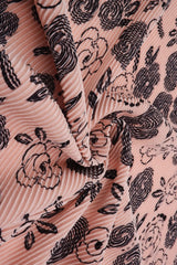 Pleated Geo Floral Fabric 100% Polyester Bodre Interlock, 58/59" Wide, Lightweight Knit