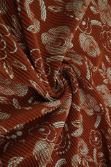 Pleated Geo Floral Fabric 100% Polyester Bodre Interlock, 58/59" Wide, Lightweight Knit