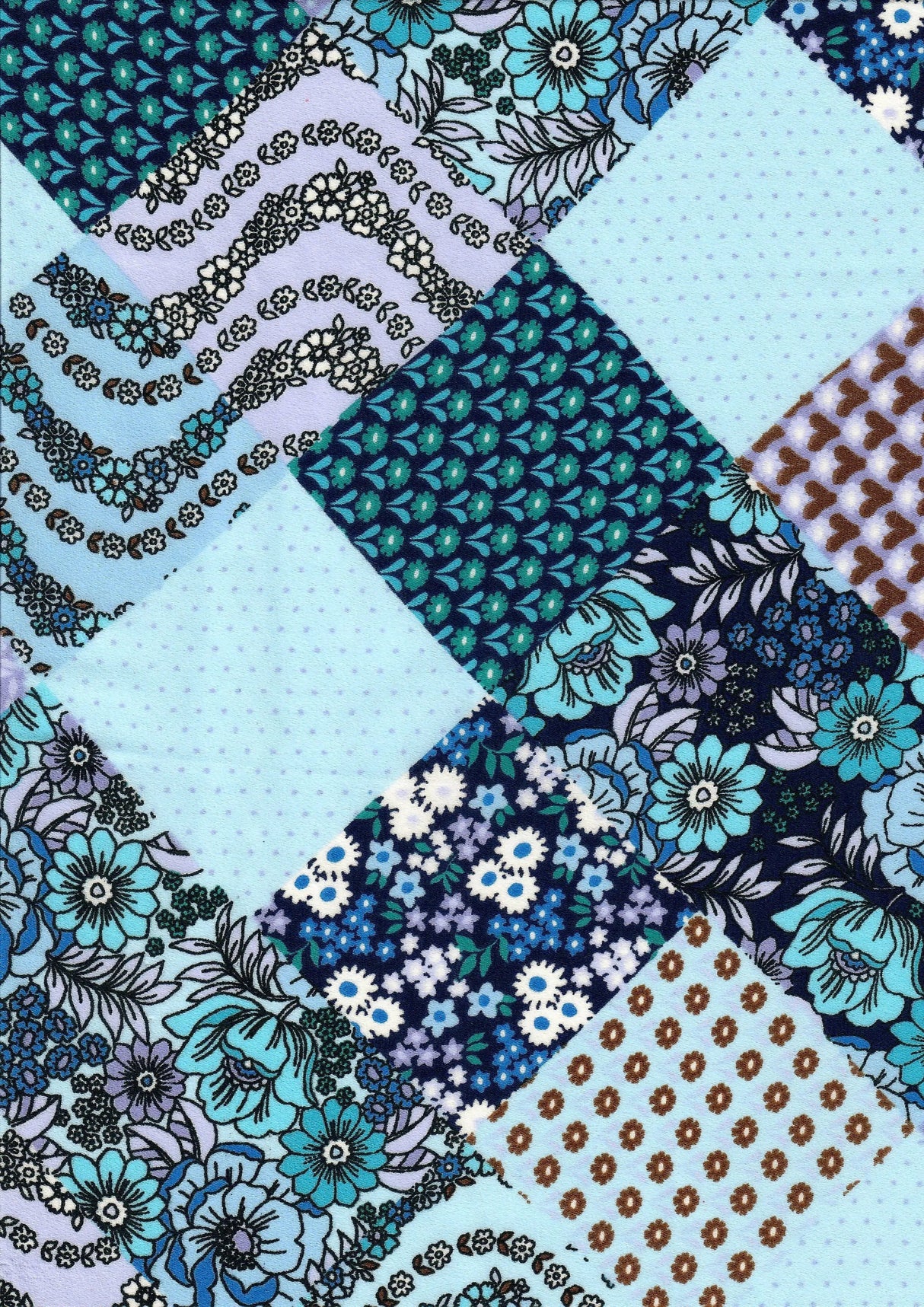 1 Yard Wool Dobby Floral Patchwork Fabric, 57/58? Wide 100% Polyester