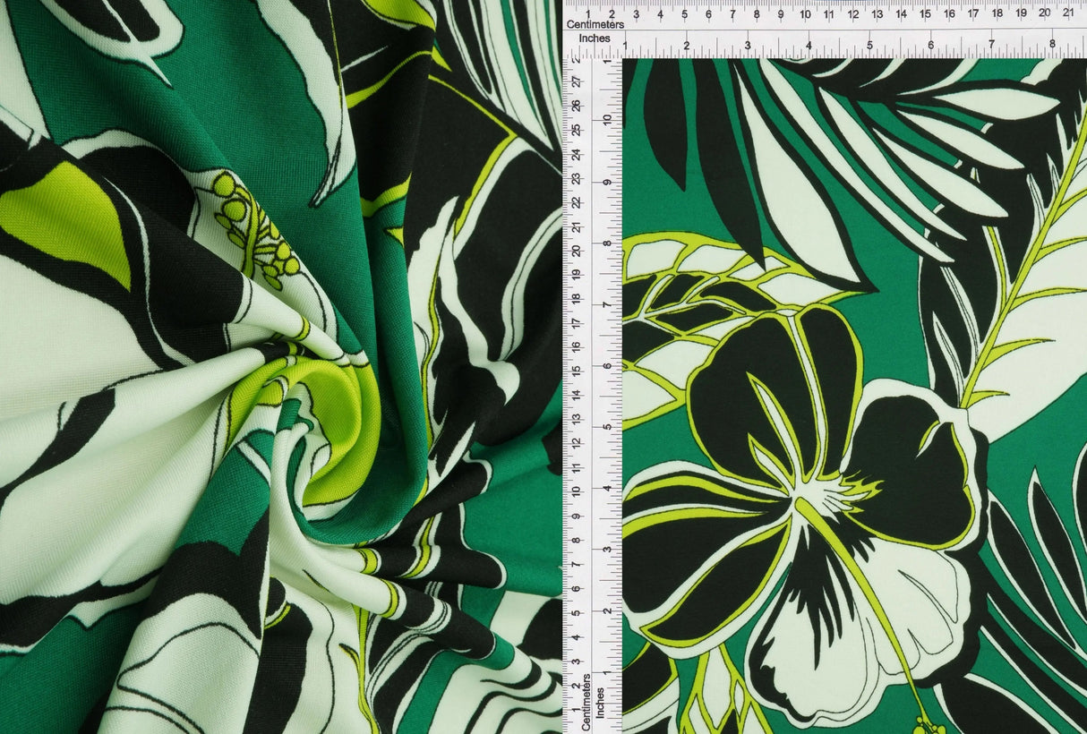DTY Floral Print Soft Stretch Flower Fabric, 58/60" Wide, Lightweight Knit