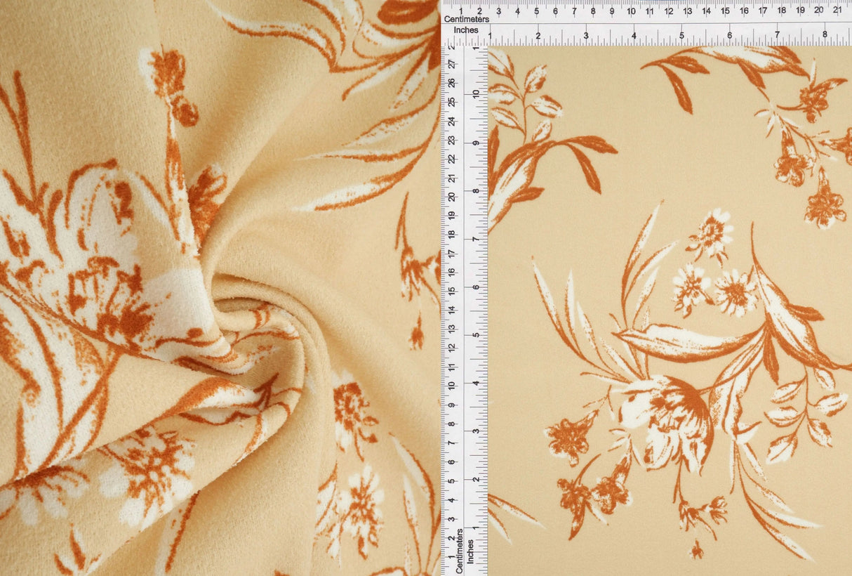 Floral Techno Crepe Fabric, Stretch Polyester Flower Print, 58/60" Wide