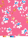 1 Yard Hot Pink Floral Brushed DTY Knit Fabric Soft Stretch Material 58/59" Wide