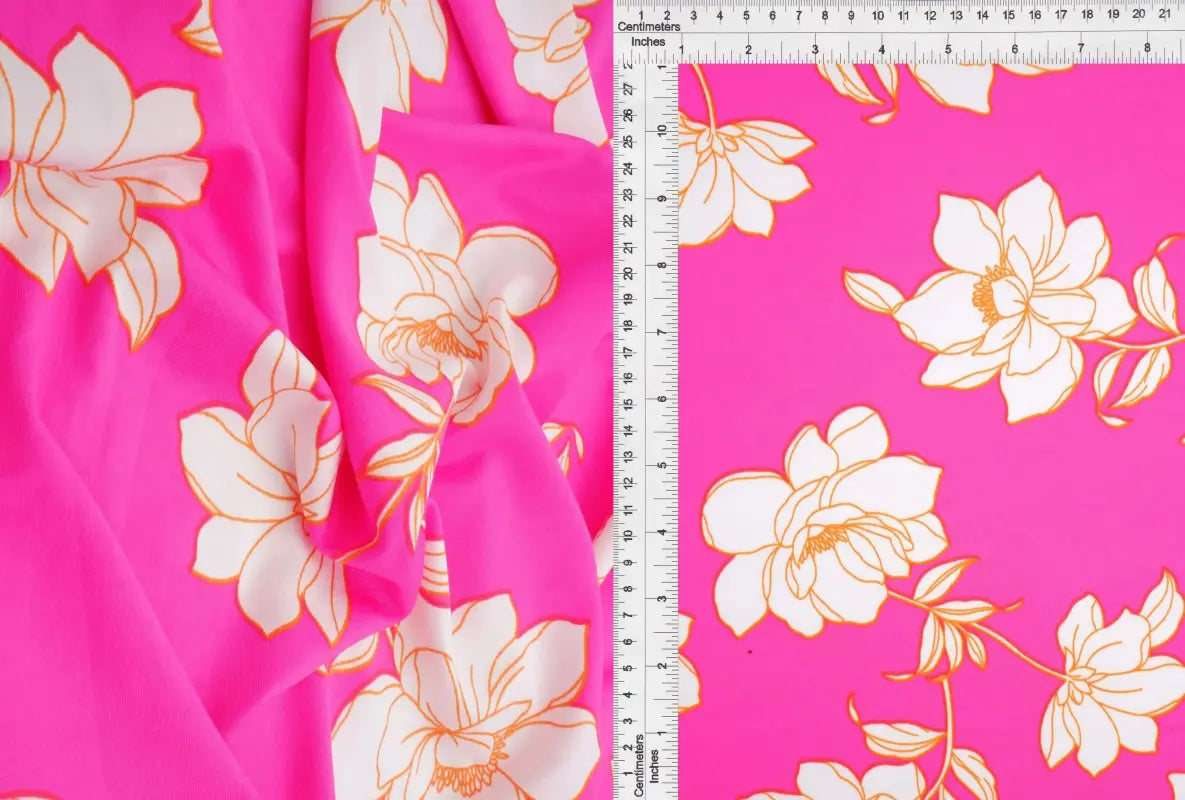 1 Yard DTY Floral Flower Print Brushed Knit Fabric Lightweight Polyester Spandex 58 Inch Stretch Material