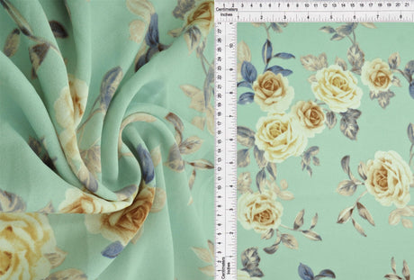 1 Yard Cey Flower Print Fabric, 58/59? Wide 100% Polyester