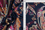 1 Yard Polyester Spandex DTY Brushed Knit Fabric Paisley Print Soft Stretch 58/60" Width