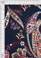 1 Yard Polyester Spandex DTY Brushed Knit Fabric Paisley Print Soft Stretch 58/60" Width