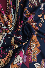 1 Yard Polyester Spandex DTY Brushed Knit Fabric Paisley Print Soft Stretch 58/60" Width