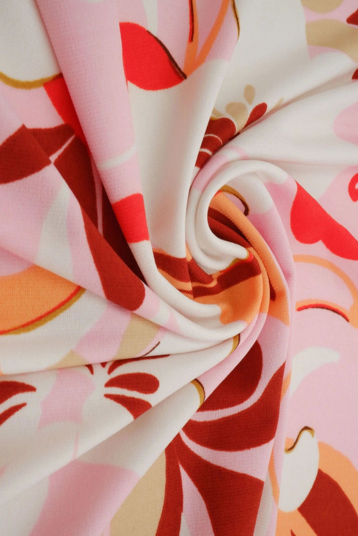 1 Yard Korean ITY Floral Print Knit Fabric 200 GSM, 58/60? Wide Polyester Spandex Blend Pink