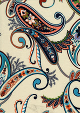 1 Yard Korean ITY Paisley Print Knit Fabric 200 GSM, 58/60'' Wide Polyester Spandex Blend