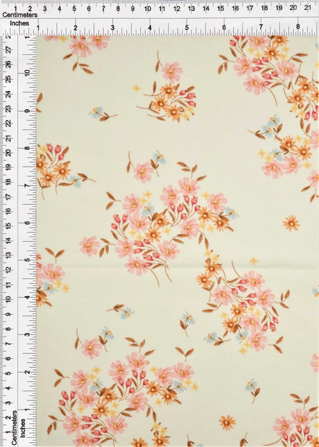 1 Yard Brushed DTY Ditsy Floral Print Knit Fabric 170 GSM, 58/60'' Wide Polyester Spandex Blend