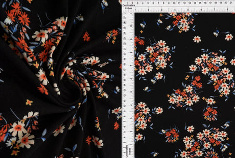 1 Yard Brushed DTY Ditsy Floral Print Knit Fabric 170 GSM, 58/60? Wide Polyester Spandex Blend
