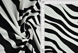 1 Yard Brushed DTY Zebra Print Knit Fabric 170 GSM, 58/60? Wide Polyester Spandex Blend Black/Ivory