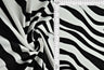 1 Yard Brushed DTY Zebra Print Knit Fabric 170 GSM, 58/60'' Wide Polyester Spandex Blend Black/Ivory