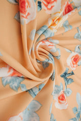 1 Yard Soft Korean ITY Floral Stretch Knit Fabric | 58/60 Inch Wide Elegant Drapey Material for Stylish Dresses & DIY Sewing