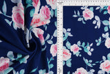 1 Yard Korean ITY Floral Print Knit Fabric 200 GSM, 58/60'' Wide Polyester Spandex Blend