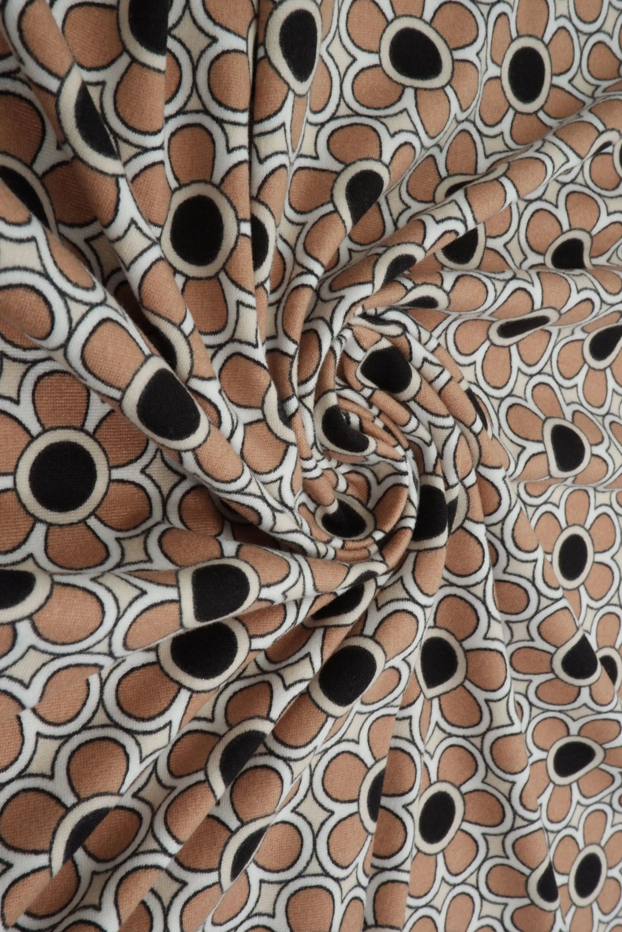 1 Yard Brushed Geo Floral DTY Stretch Knit Fabric 58/60 Inch Wide Soft Lightweight Material for Stylish Sewing & Crafts