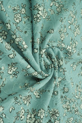 1 Yard Jacquard Eyelet Floral Knit Fabric 190 GSM, 58/60'' Wide Polyester Spandex Blend Sage