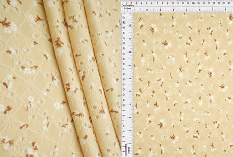 1 Yard Jacquard Eyelet Ditsy Floral Knit Fabric 190 GSM, 58/60? Wide Polyester Spandex Blend