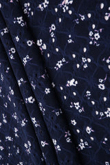 1 Yard Jacquard Eyelet Ditsy Floral Knit Fabric 190 GSM, 58/60'' Wide Polyester Spandex Blend