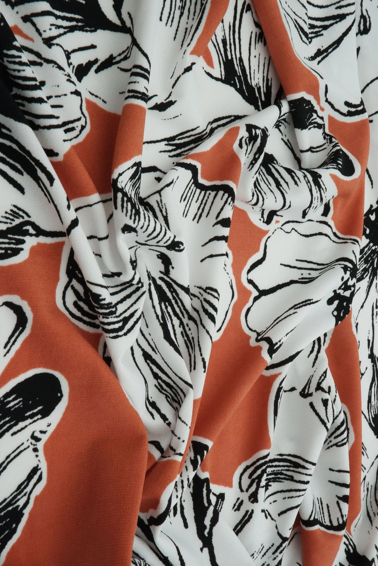 1 Yard Korean ITY Big Floral Stretch Knit Fabric 58/60 Inch Wide Smooth Drapey Material for Elegant Dresses & DIY Fashion