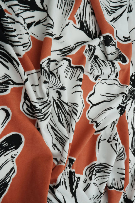 1 Yard Korean ITY Big Floral Stretch Knit Fabric 58/60 Inch Wide Smooth Drapey Material for Elegant Dresses & DIY Fashion