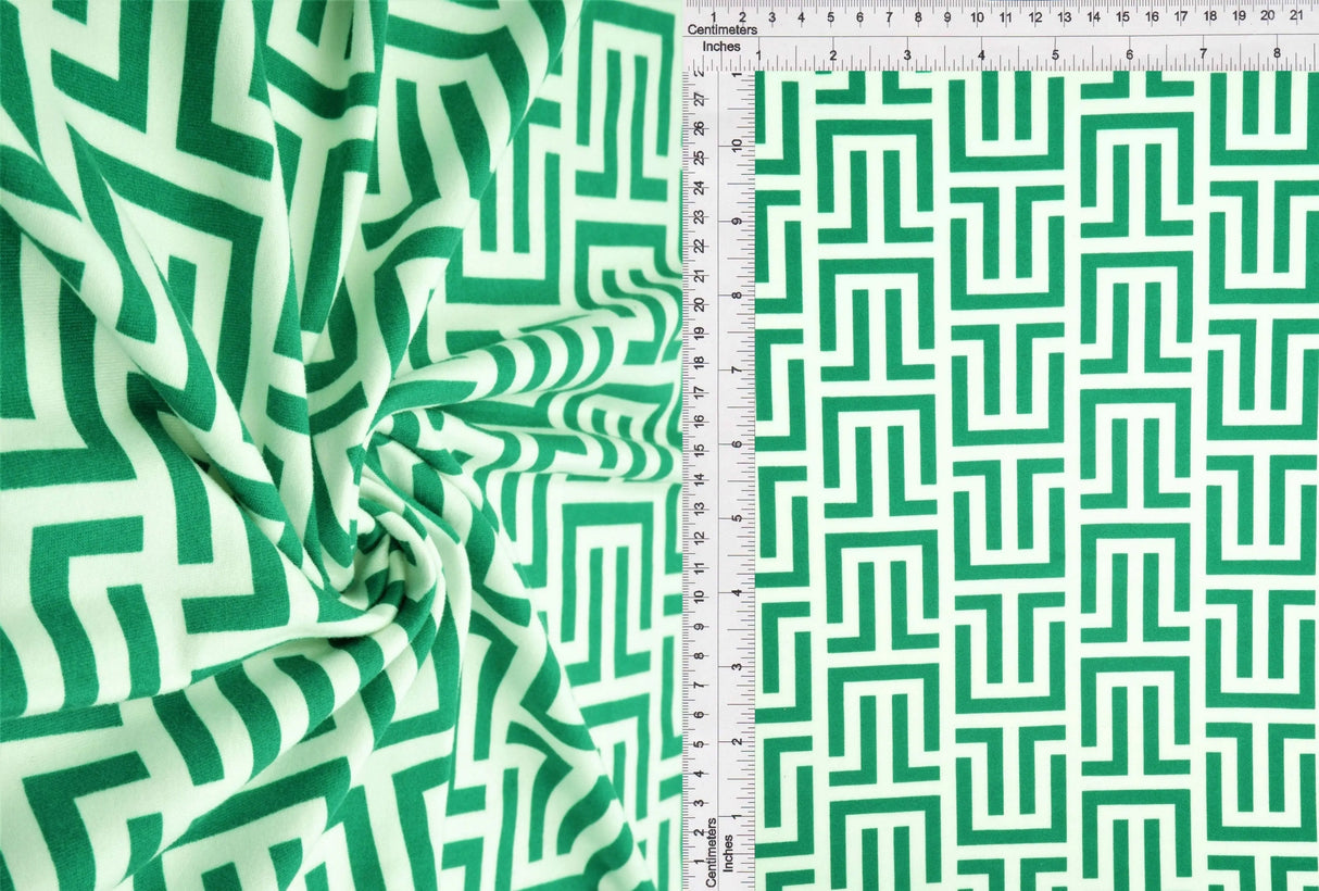 1 Yard Brushed DTY Retro Geometric Knit Fabric 58/60 Inch Wide Soft Stretch Material for Clothing & Crafts