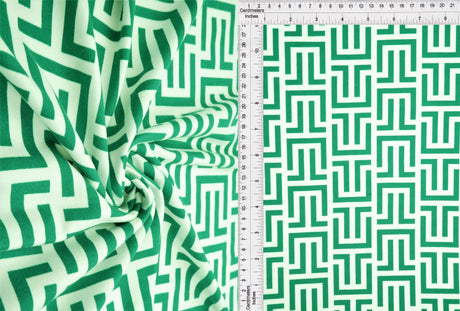 1 Yard Kelly Retro Geometric Print Brushed DTY Knit Fabric 58/60" Wide