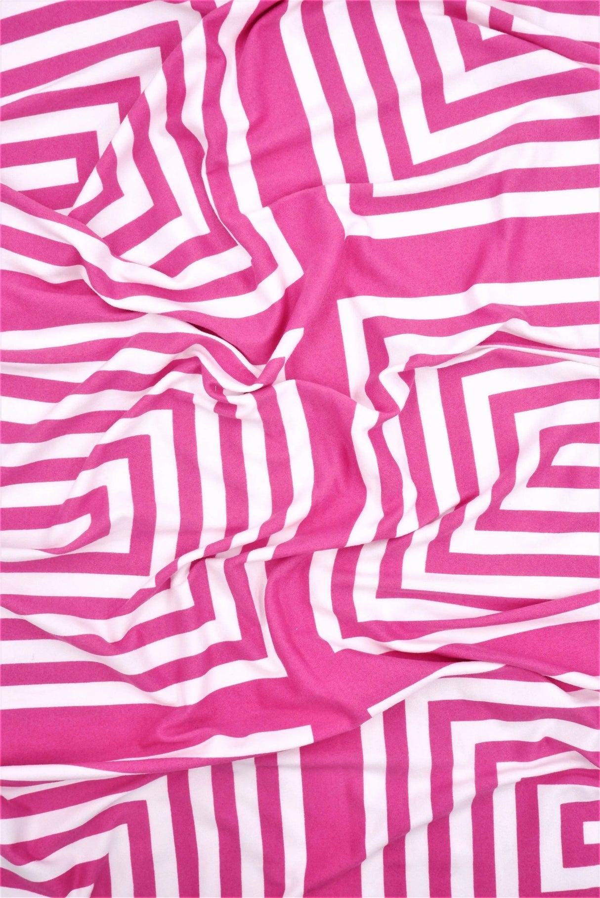 1 Yard Brushed DTY Retro Geo Print Knit Fabric 170 GSM, 58/60'' Wide Polyester Spandex Blend