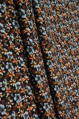 1 Yard Yummy Rib Ditsy Floral Knit Fabric 170 GSM, 58/59'' Wide Polyester Spandex Blend Black