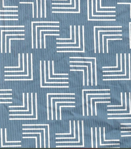 4x2 Yummy Rib Knit Fabric Retro Geo Print, Soft Stretch 58/60” Wide for Apparel