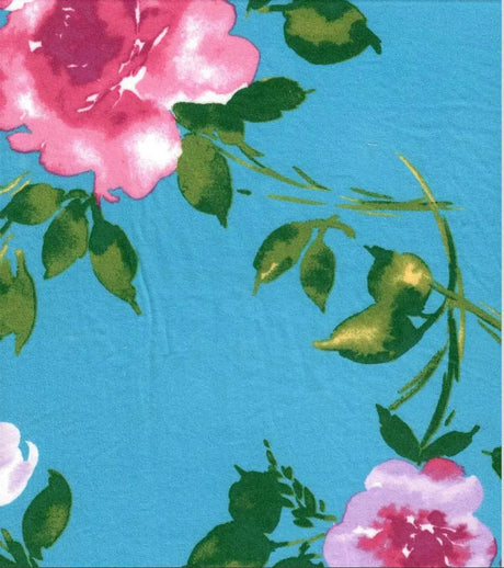 Watercolor Floral Knit Fabric DTY Brushed Soft Stretch 58/60" Wide