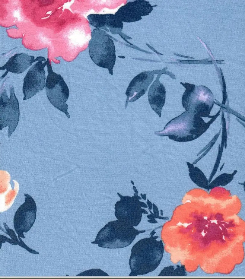Watercolor Floral DTY Brushed Knit Fabric 1 Yard Soft Stretch Print 58/60" Wide