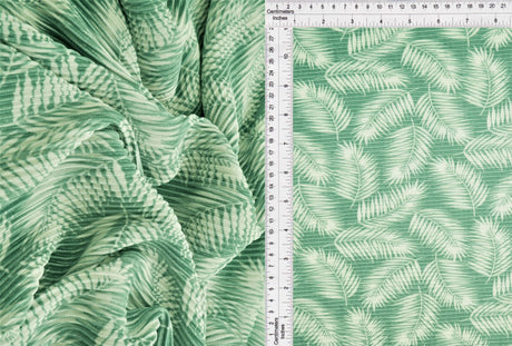 Tropical Leaf Interlock Pleated Fabric 1 Yard Lightweight Soft Drape 58/60" Wide