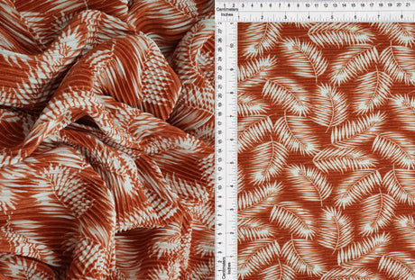 Tropical Leaf Interlock Pleated Fabric 1 Yard Lightweight Soft Drape 58/60" Wide