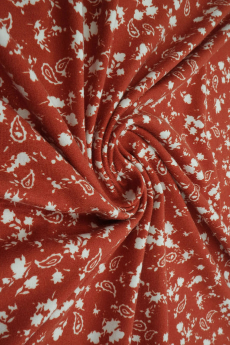 Floral Paisley Print Brushed DTY Knit Fabric 96% Polyester 58/60" Wide