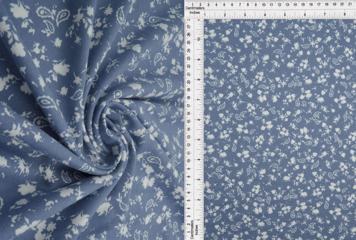 Floral Paisley Print Brushed DTY Knit Fabric 96% Polyester 58/60" Wide