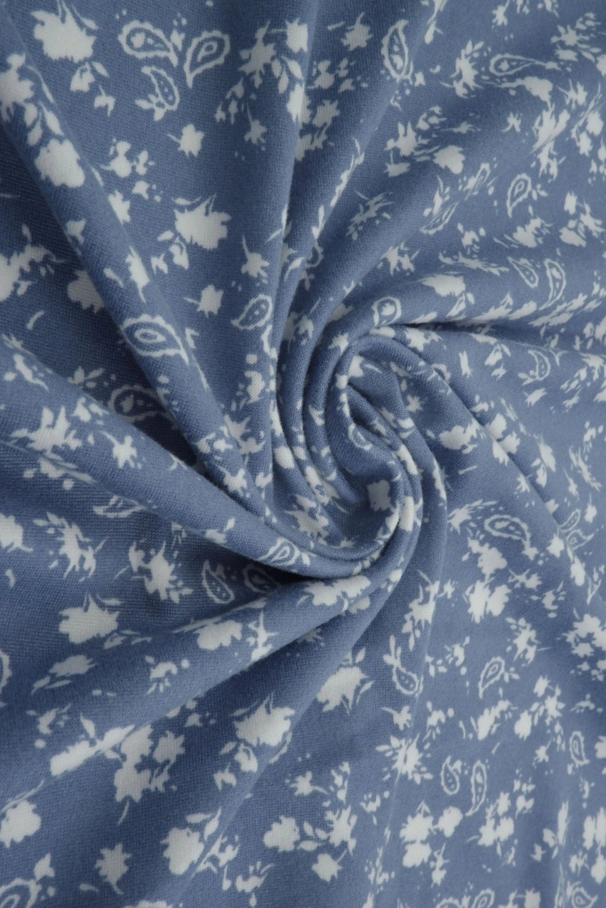 1 Yard Brushed DTY Floral Paisley Knit Fabric 170 GSM, 58/60'' Wide Polyester Spandex Blend
