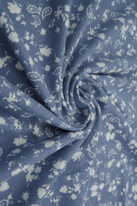 1 Yard Brushed DTY Floral Paisley Knit Fabric 170 GSM, 58/60'' Wide Polyester Spandex Blend